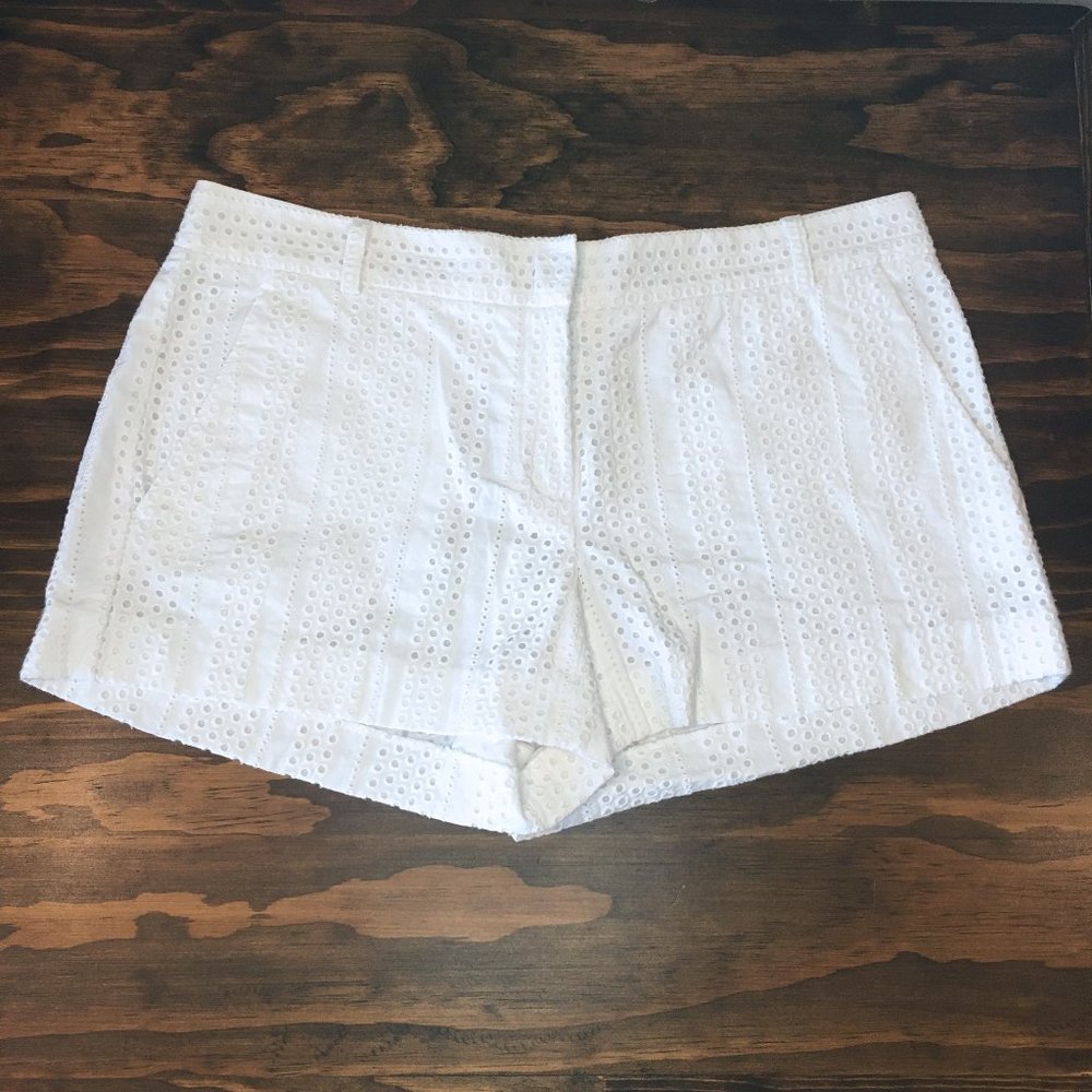Theory 100% White Cotton Eyelet Shorts Size 6